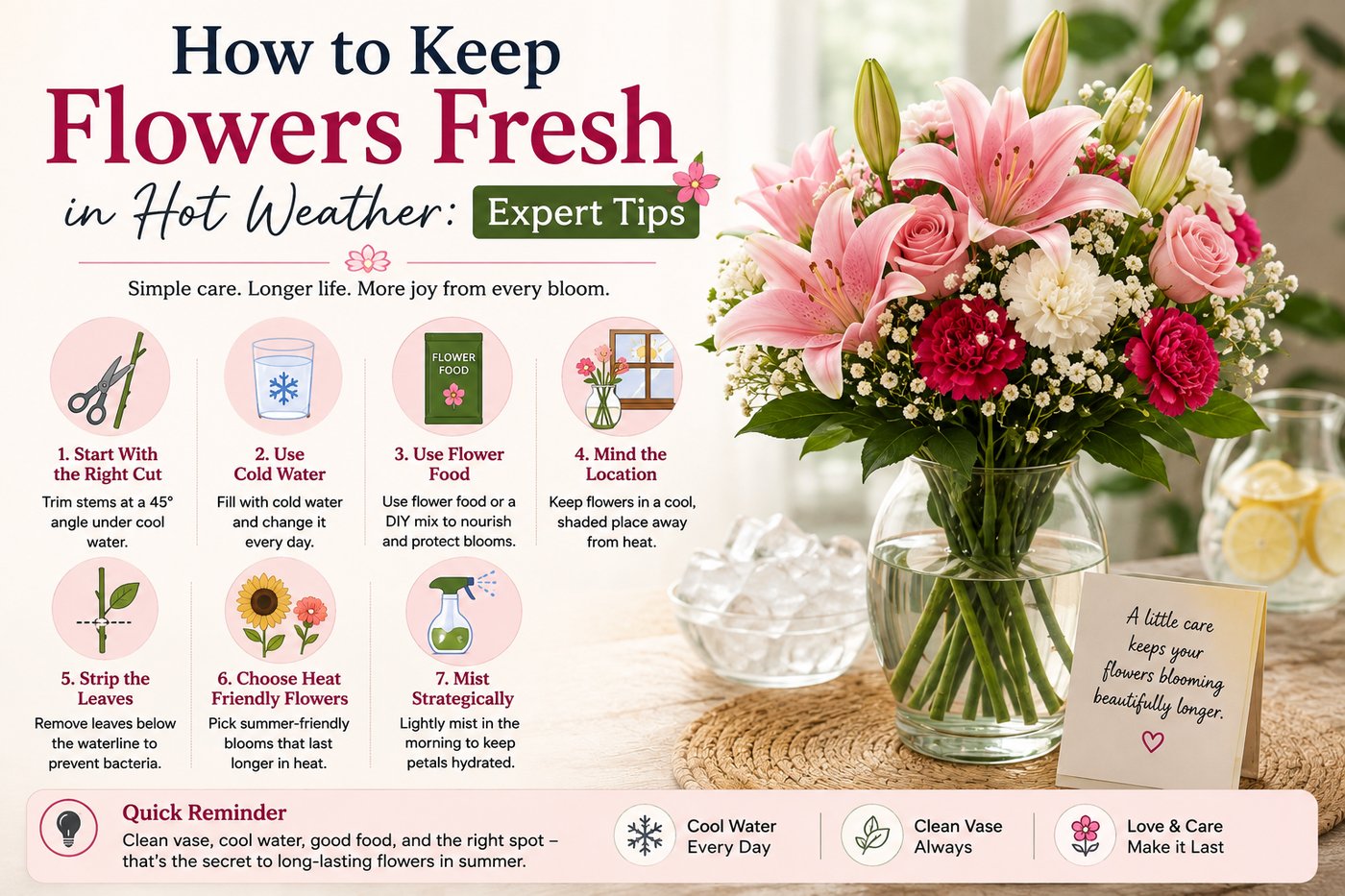 How to keep flowers fresh in hot weather with expert flower care tips
