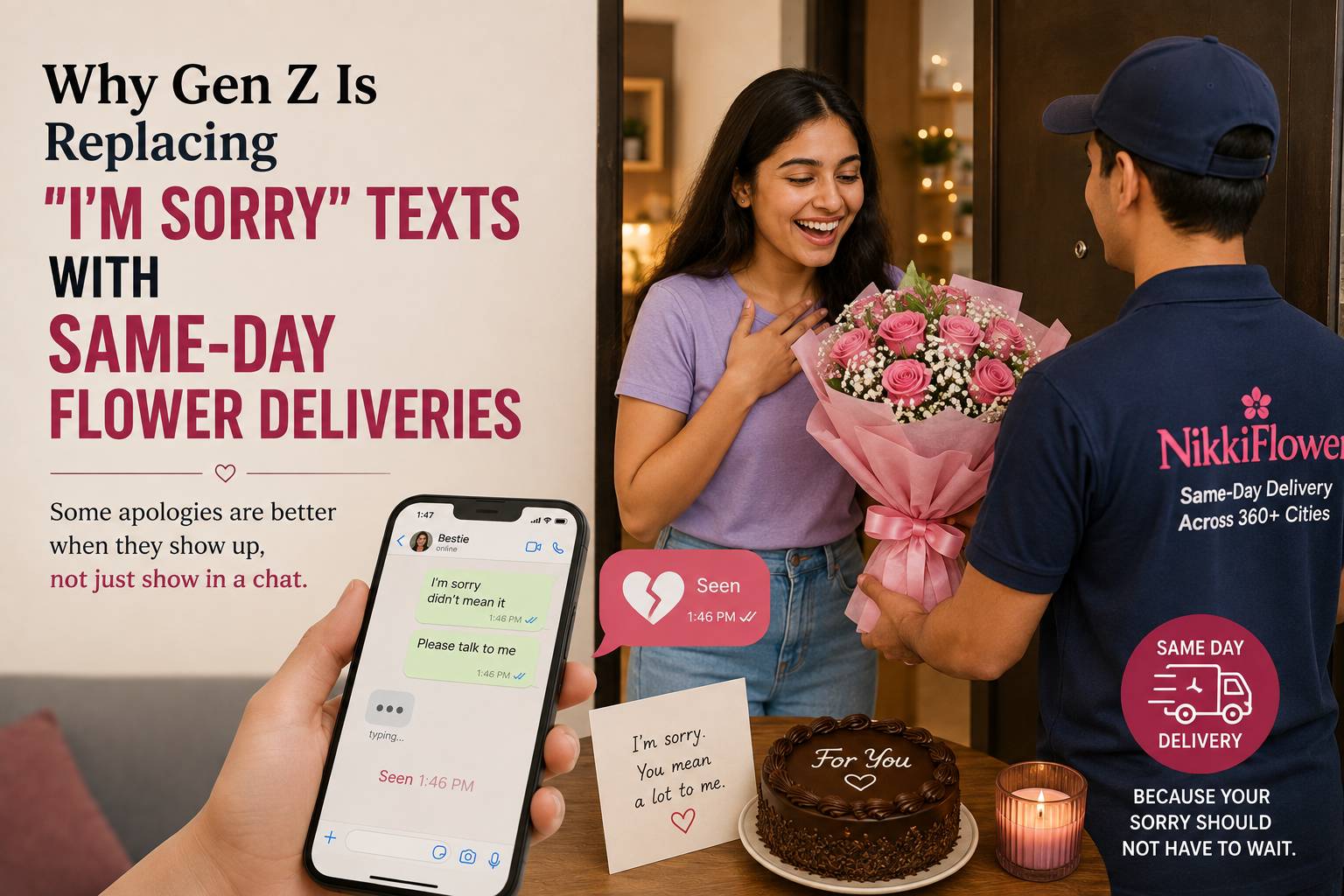 Gen Z choosing same-day flower delivery instead of sending an apology tex