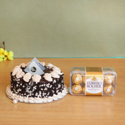 For Someone Special: A Gift Combo of 0.5 Kg Chocolate Cake and 16 Ferrero Rocher