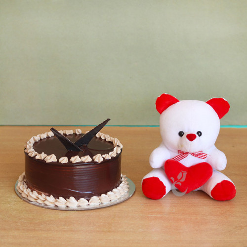 Sweet Combo: A Gift Combo of 0.5 Kg Chocolate Cake and 6 Inch Teddy