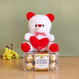 Special Surprise: A Gift Combo of 16 Ferrero Rocher and 6 Inch Teddy