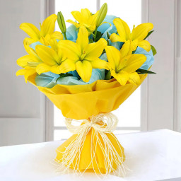 Sunny Yellow Lilies - Yellow lilies bouquet