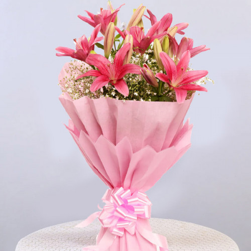 Pretty Pink Lady - Pink lilies bouquet
