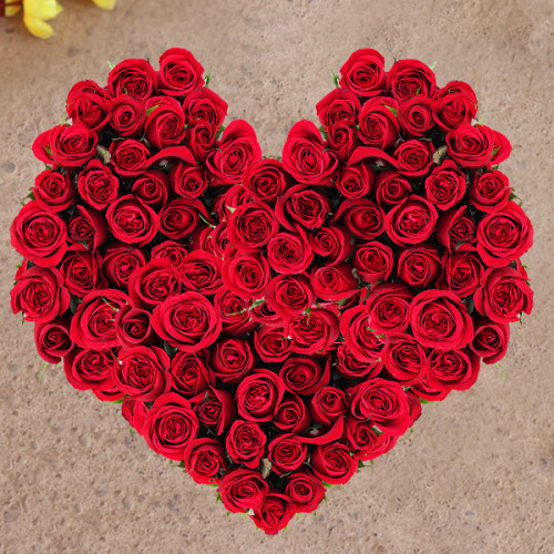 Heart Shaped Roses - Red rose arrangement