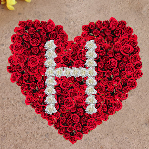 Heart Shape Letter Bouquet - Red rose arrangement