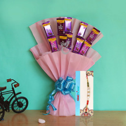 Dairymilk Style Sweet Rakhi - Red rose bouquet