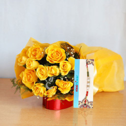Crammed With Rakhi Love - Yellow rose bunch