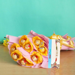 Rakhi With Ferrero Rocher Bouquet - bouquet
