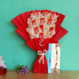 chocolate bouquet of kitkat + One Rakhi