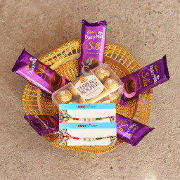 5 Dairy Milk Silk, 16 Pic Ferrero Rocher, 2 Rakhi