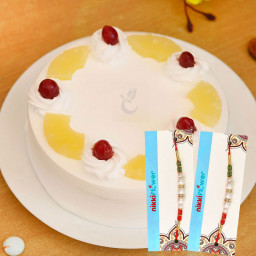 Pineapple Plumped Rakhi Box: Available in Half Kg, One Kg, One and Half Kg, Two Kg & Three Kg Pineapple Plumped Rakhi Box