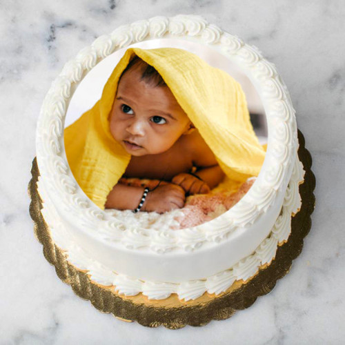 Vanilla Photo Cake: Available in Half Kg, One Kg, One and Half Kg, Two Kg & Three Kg Vanilla Photo Cake