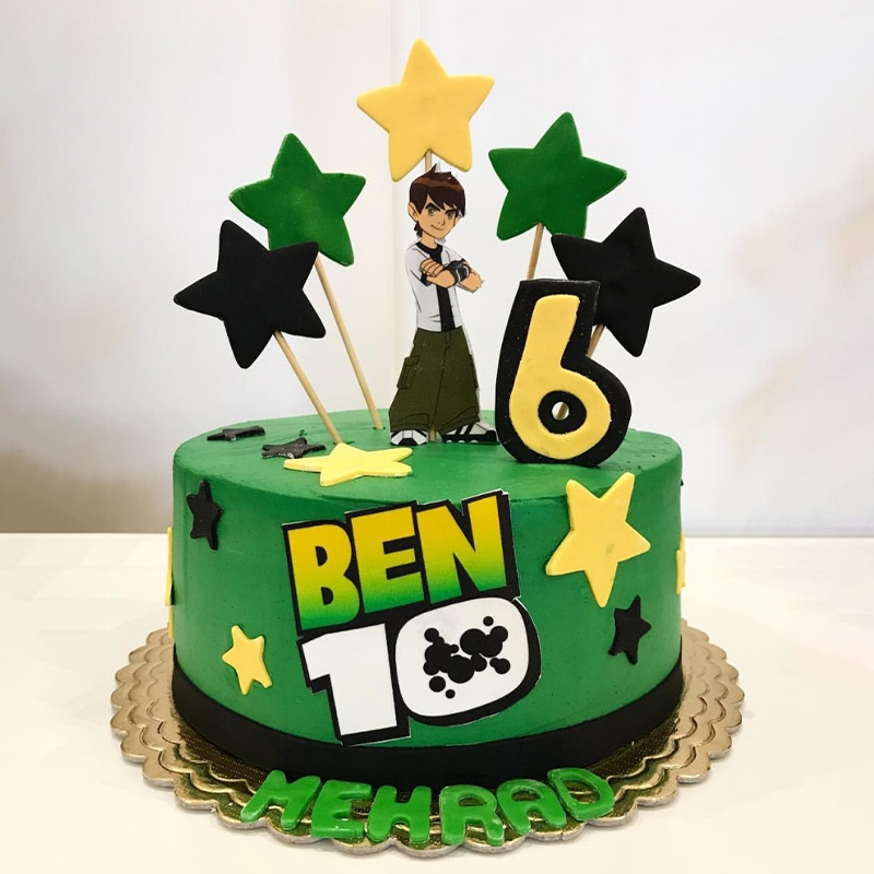Ben 10 Alien Madness Ben Tennyson Green Background Edible Cake Topper – A  Birthday Place
