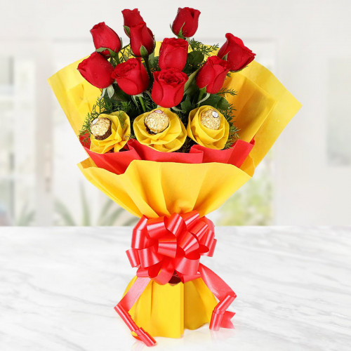 Rocher Lover - Red rose bouquet