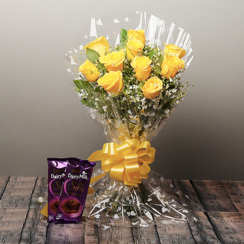 Cheerful Delight - Yellow rose bouquet