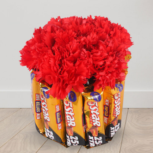 Paired With Serenity - Red carnation bouquet