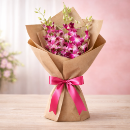 Fancily Bunched - Pink orchid bouquet