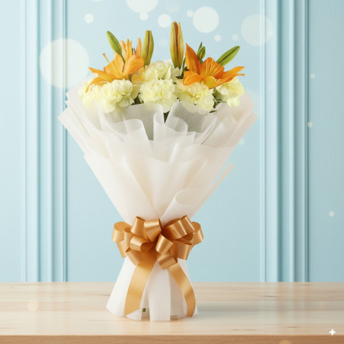 Ideally Woven Together - Yellow lilies bouquet