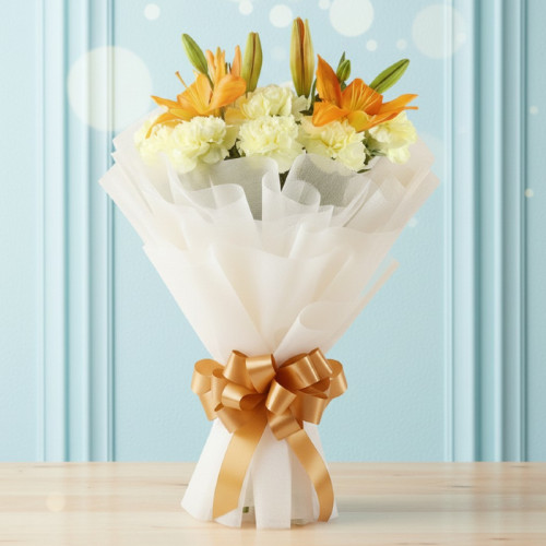 Ideally Woven Together - Yellow lilies bouquet