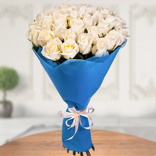 Calmness Draped - White rose bouquet