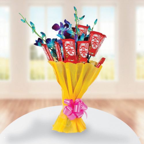 Munching Greetings - Yellow orchid bouquet