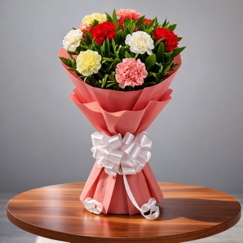 Endearing Grin - Red carnation bouquet