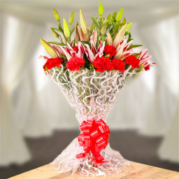 Bond Enhancer - Red lilies bouquet