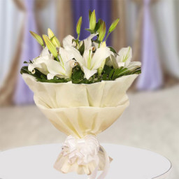 White Delight To Eyes - White lilies bouquet