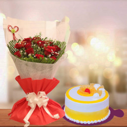 Fab Fab Collect: A Gift Combo of 15 Red Roses and 0.5 kg Fruity Pineapple Cake