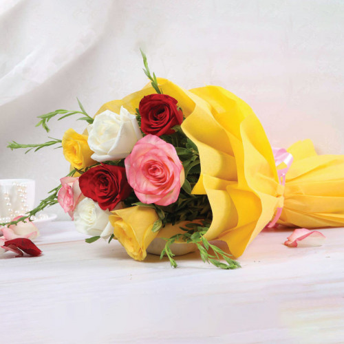 Yellow Embrace - Yellow rose bouquet