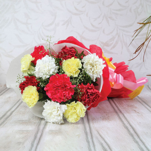 Colorful Harmony - Red carnation bouquet