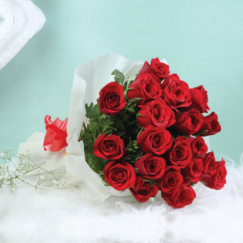 Blue Elegance - Red rose bouquet