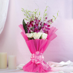 Purple Majesty - White rose bouquet