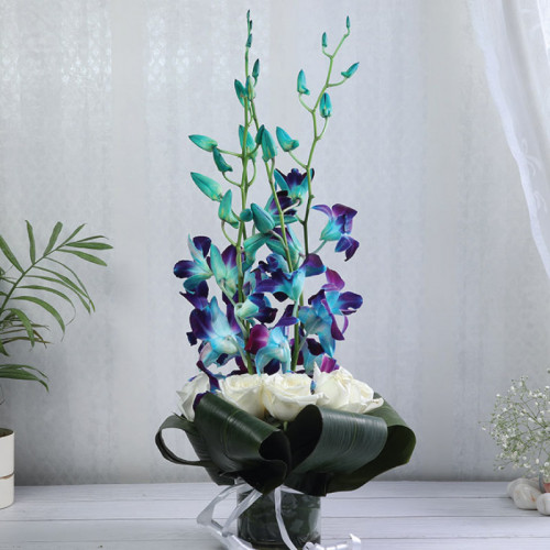 Sky's Serenade - White rose bouquet