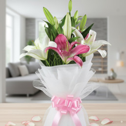 Luminous Lily Duo - White lilies bouquet