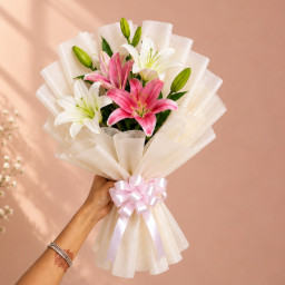 Luminous Lily Duo - White lilies bouquet