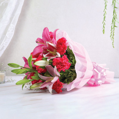 Pink Petal Symphony - Pink lilies bouquet