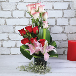 Blushing Harmony - Red rose bouquet
