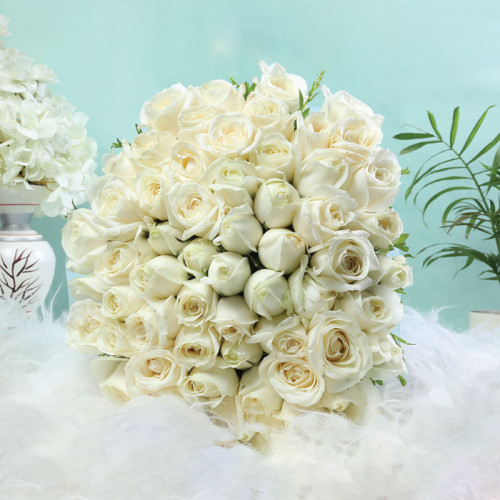 Whispers of Clouds - White rose bouquet