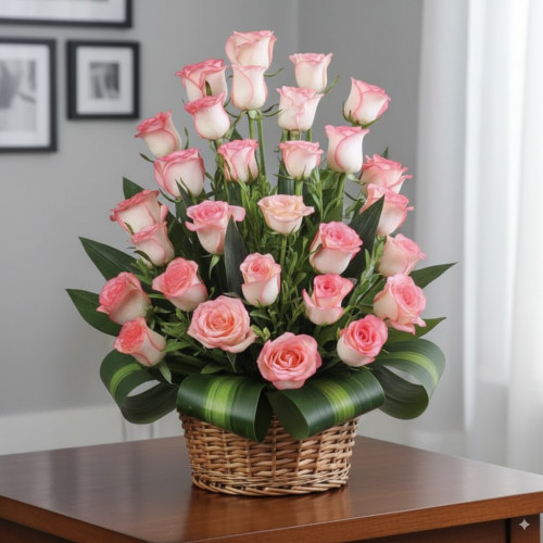 Pink Blossom Bliss - Pink rose basket