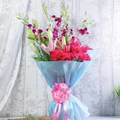 Pastel Harmony - Pink orchid bouquet