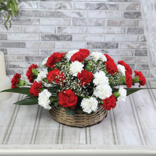 Crimson and Snow Basket - Red carnation basket