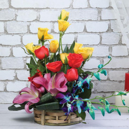 Sunny Citrus Medley - Yellow rose basket