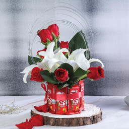 Crimson Lily Delight - Red rose bouquet