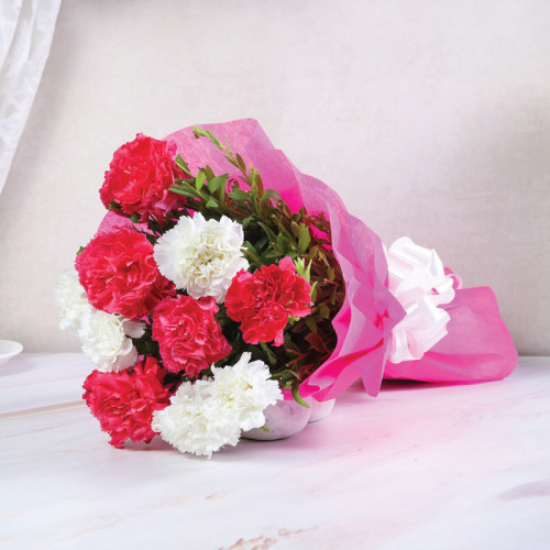 Pastel Petal Harmony - White carnation bouquet