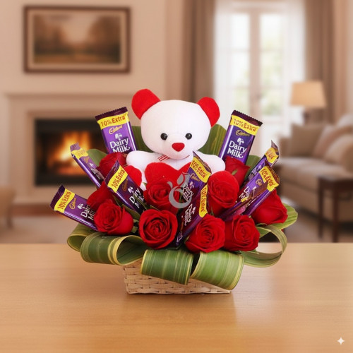 Chocolaty Roses - Red rose arrangement
