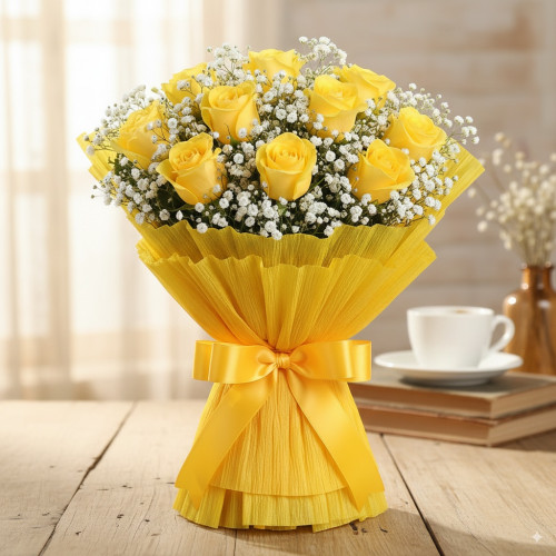 10 Yellow Roses Bunch - Yellow rose bouquet