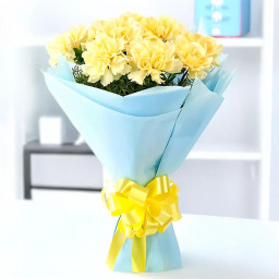 10 Yellow Carnations Bunch - Yellow carnation bouquet