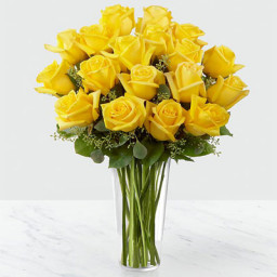 Yellow Roses in Glass Vase - Yellow rose bouquet