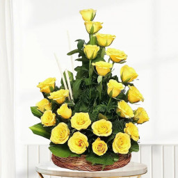 25 Yellow Roses Basket - Yellow rose basket